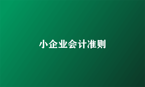小企业会计准则