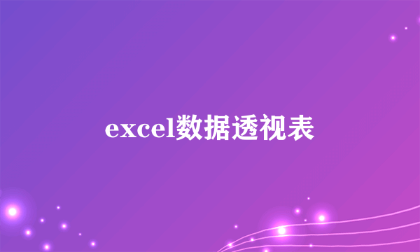excel数据透视表