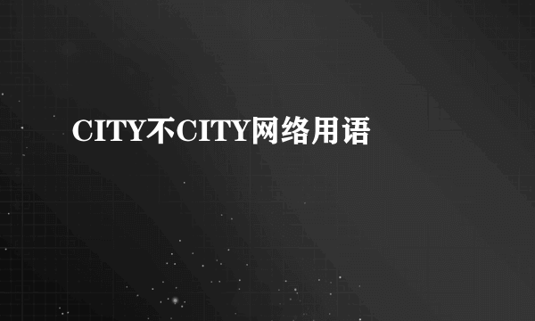 CITY不CITY网络用语