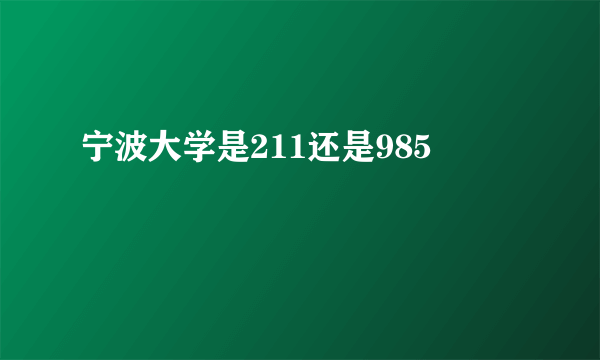 宁波大学是211还是985