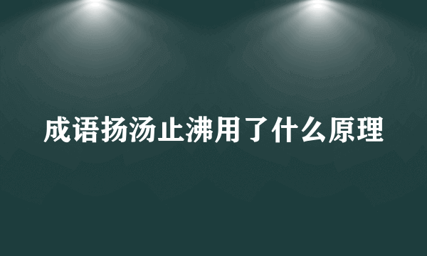 成语扬汤止沸用了什么原理