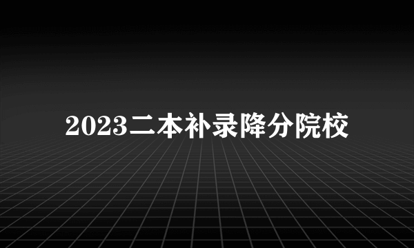 2023二本补录降分院校