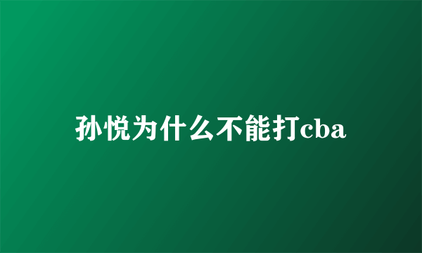 孙悦为什么不能打cba
