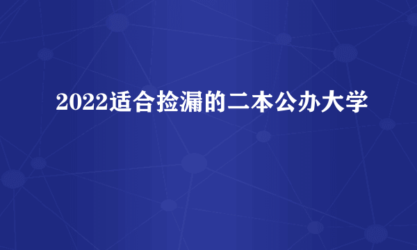 2022适合捡漏的二本公办大学