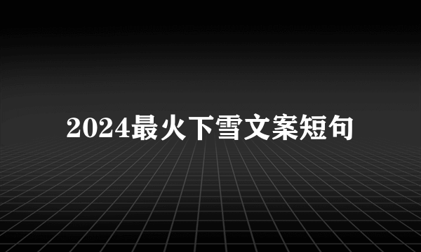 2024最火下雪文案短句