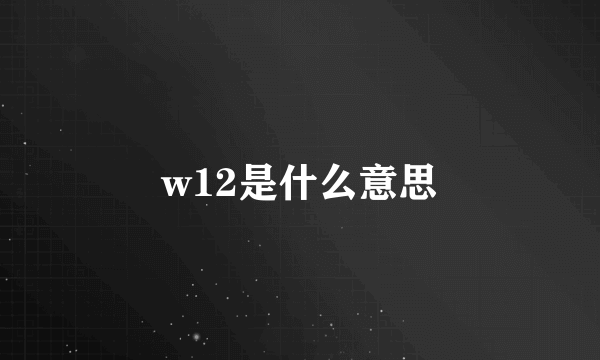 w12是什么意思
