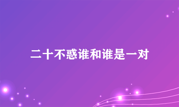 二十不惑谁和谁是一对
