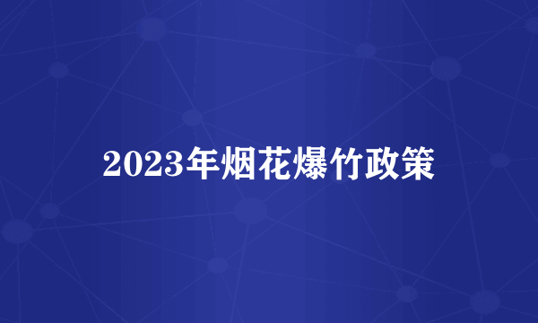 2023年烟花爆竹政策