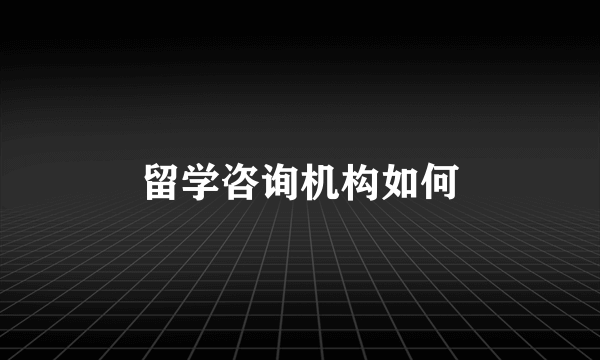 留学咨询机构如何