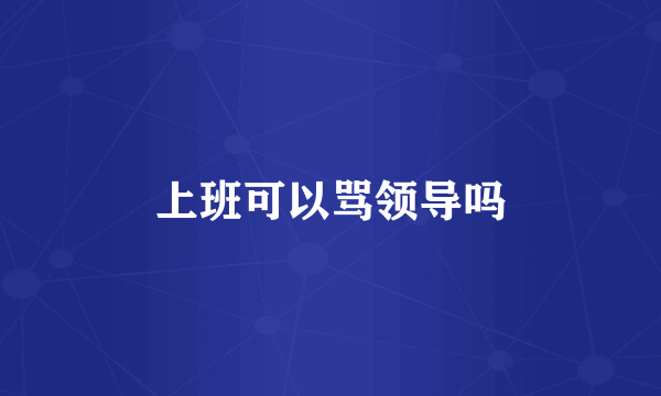 上班可以骂领导吗
