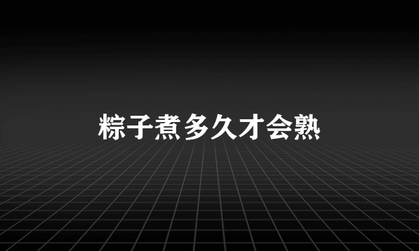 粽子煮多久才会熟