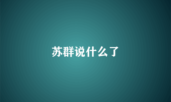 苏群说什么了