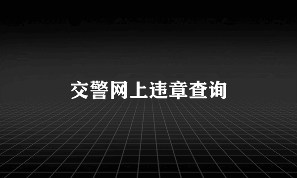 交警网上违章查询