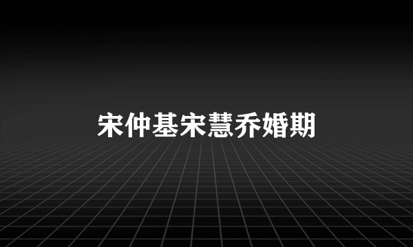 宋仲基宋慧乔婚期