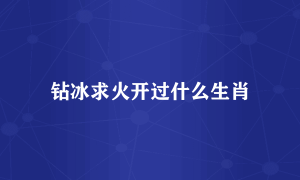 钻冰求火开过什么生肖