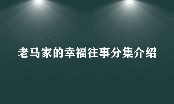 老马家的幸福往事分集介绍