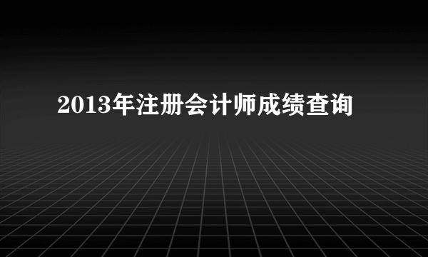 2013年注册会计师成绩查询