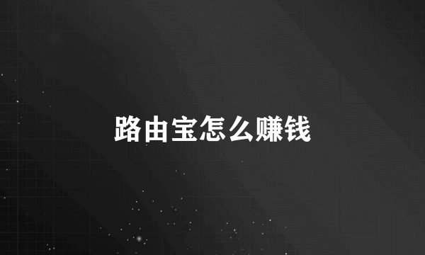 路由宝怎么赚钱