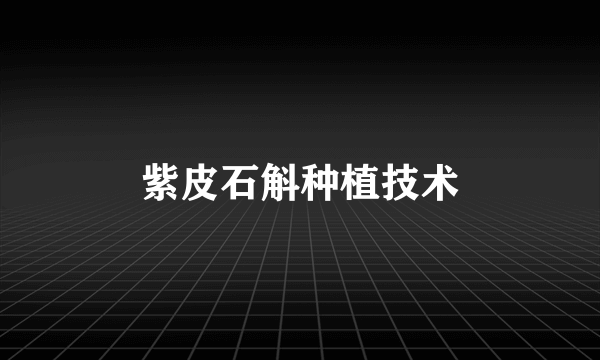 紫皮石斛种植技术