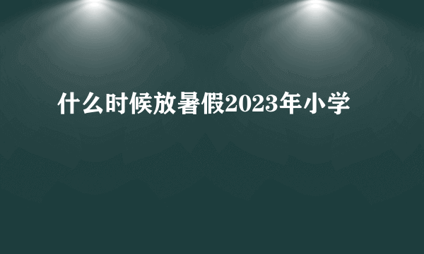 什么时候放暑假2023年小学
