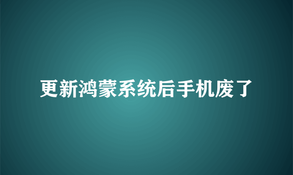更新鸿蒙系统后手机废了