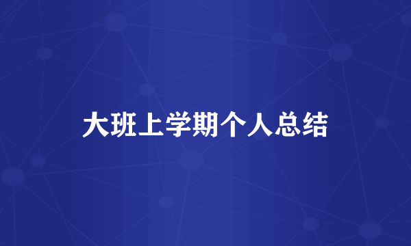 大班上学期个人总结