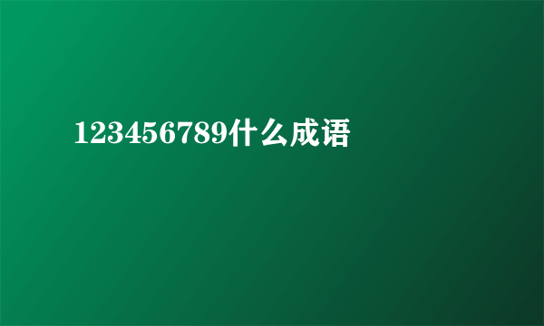 123456789什么成语