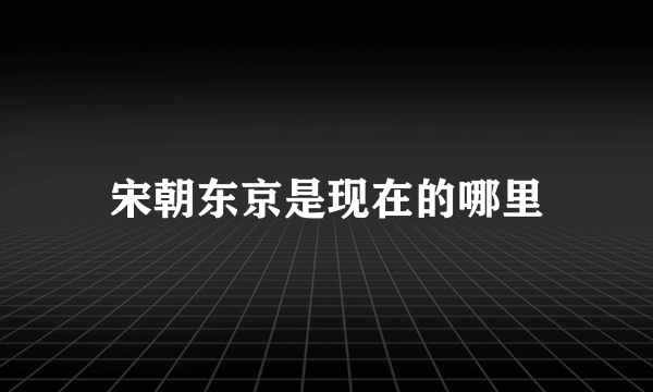 宋朝东京是现在的哪里