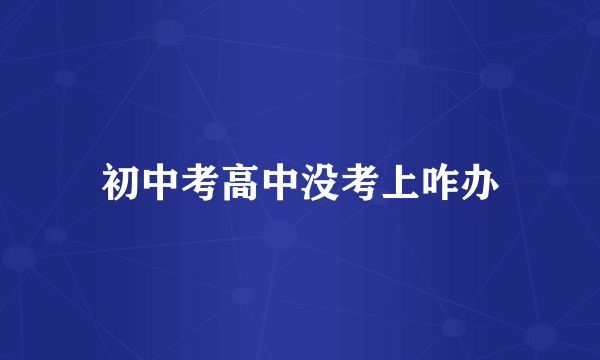 初中考高中没考上咋办