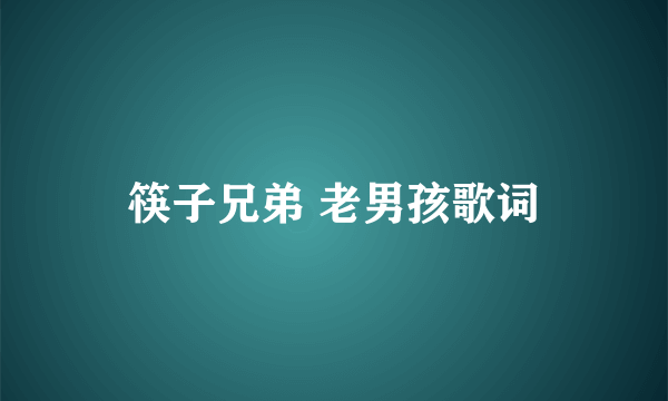 筷子兄弟 老男孩歌词