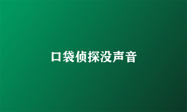 口袋侦探没声音