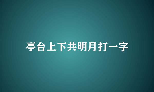 亭台上下共明月打一字