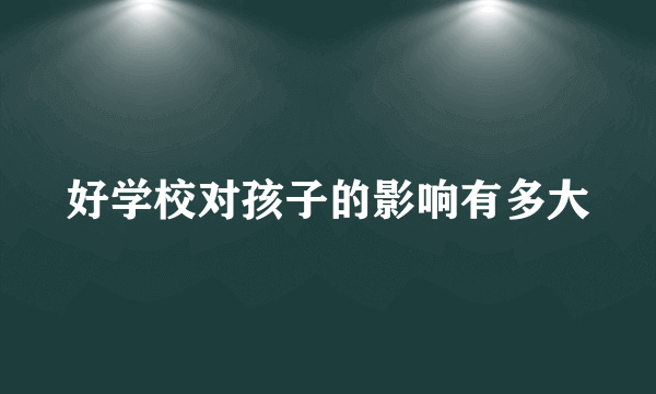 好学校对孩子的影响有多大