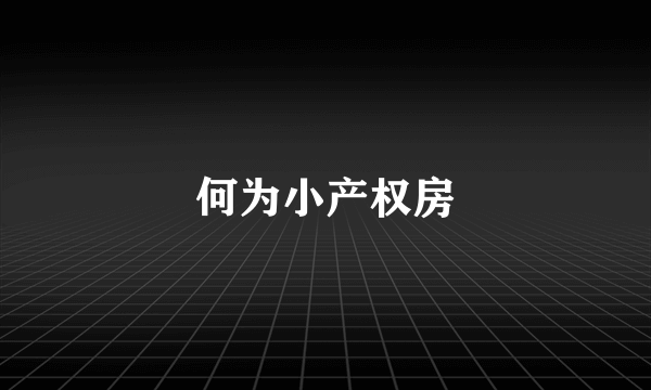 何为小产权房