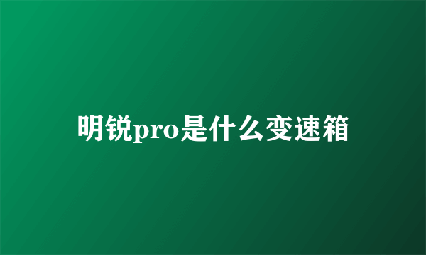 明锐pro是什么变速箱