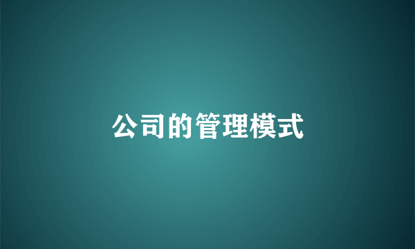 公司的管理模式