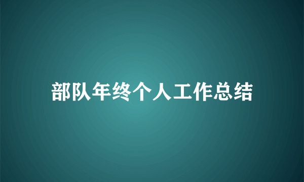 部队年终个人工作总结