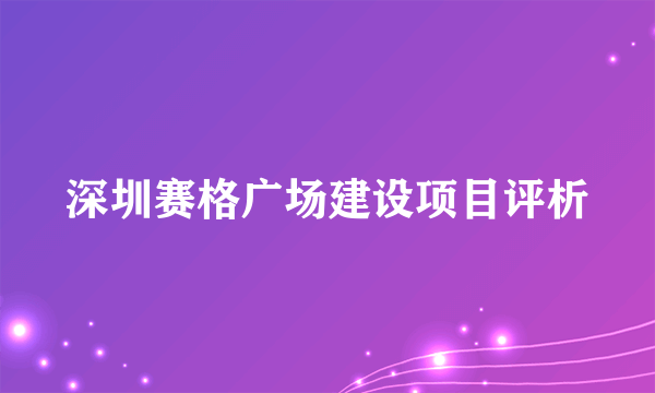深圳赛格广场建设项目评析