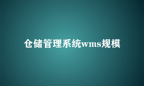 仓储管理系统wms规模
