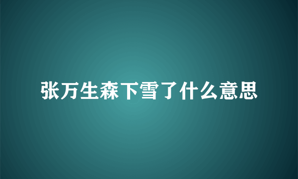 张万生森下雪了什么意思