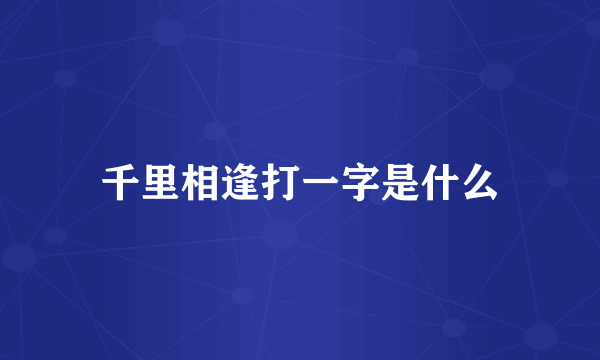 千里相逢打一字是什么
