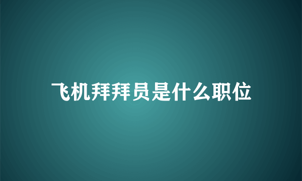飞机拜拜员是什么职位