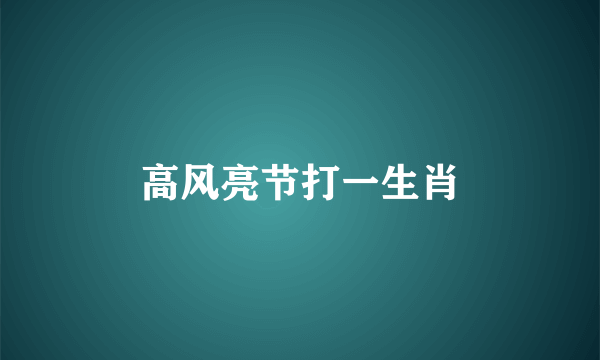 高风亮节打一生肖