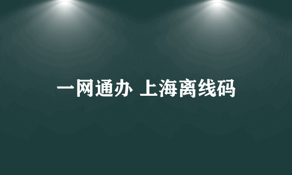 一网通办 上海离线码