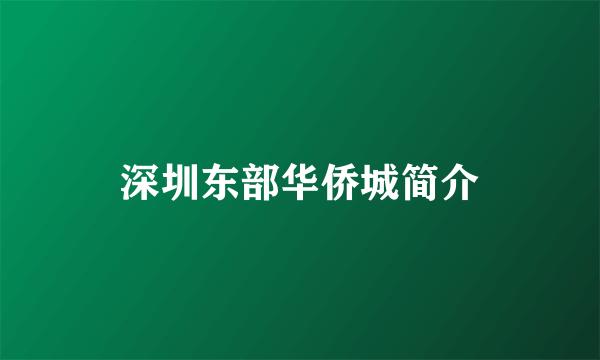 深圳东部华侨城简介
