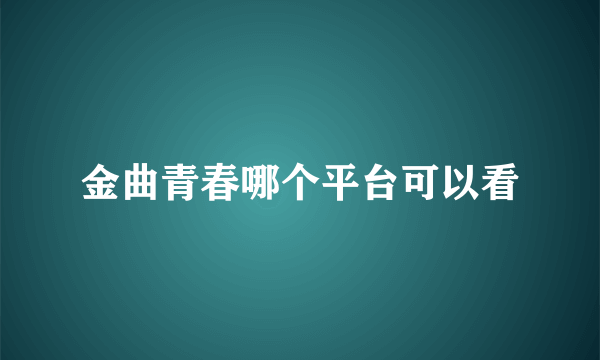 金曲青春哪个平台可以看