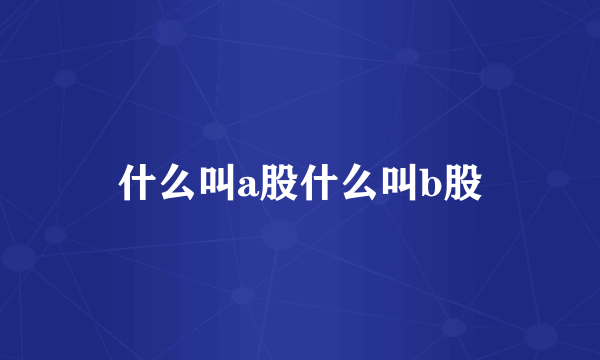 什么叫a股什么叫b股