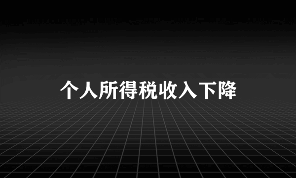 个人所得税收入下降