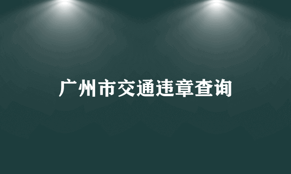 广州市交通违章查询