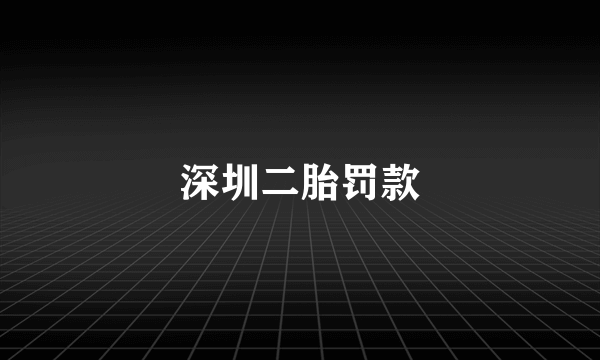 深圳二胎罚款